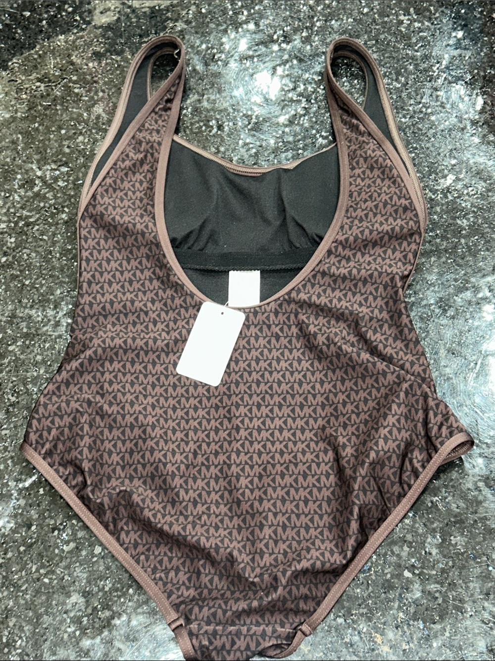 Michael Michael Kors Logo Printed One-Piece Swimsuit L143021 Women’s Size 12 - Picture 6 of 6